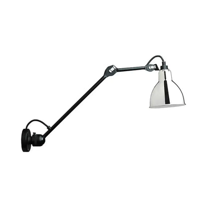 Industrial lime green and black wall lamp with black and chrome adjustable articulated arm compatible with led incandescent fluorescent bulbs