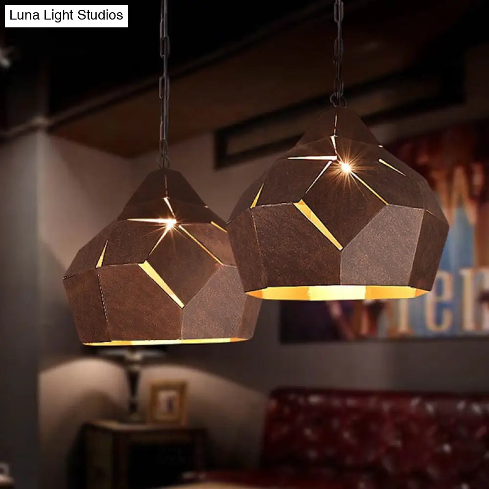 Industrial Loft 1-Light Wrought Iron Pendant Lamp in Rust for Restaurants