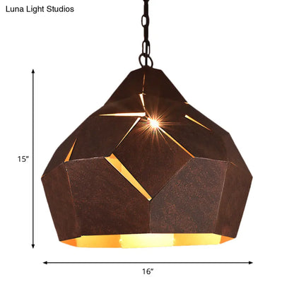 Industrial Loft 1-Light Wrought Iron Pendant Lamp in Rust for Restaurants