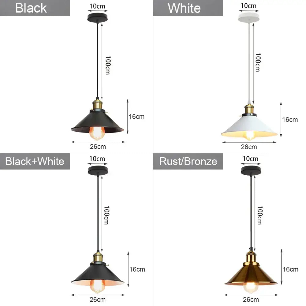 Industrial loft chandelier pendant light with conical metal shade and brass hardware in black for dining room decorbites industrial loft
