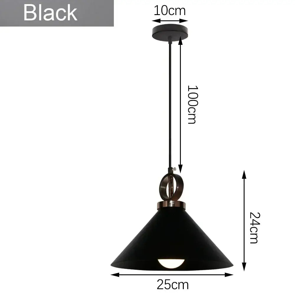 Black conical pendant light with matte finish metal hardware for decorbites industrial loft chandelier dining room use