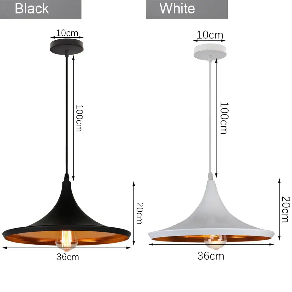 Black and white decorbites industrial loft chandelier pendant lights with conical shades and exposed bulbs for dining room