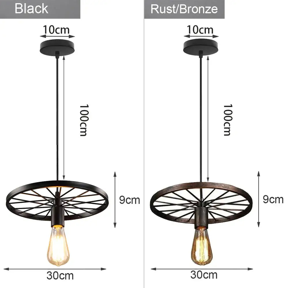 Industrial loft chandelier pendant light with black and brass bicycle wheel frame and exposed edison bulb for dining room decorbites industrial loft