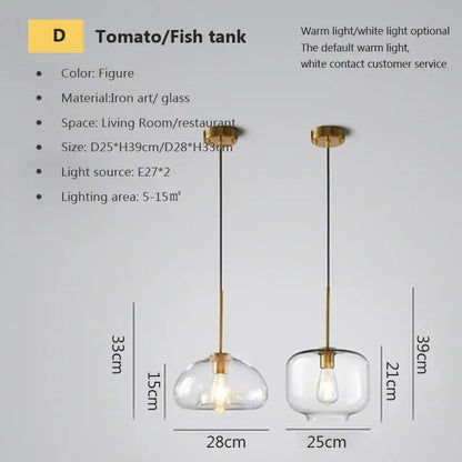 Glass pendant light with brass-finished iron art fixture and clear shade for industrial loft glass decorbites dining room