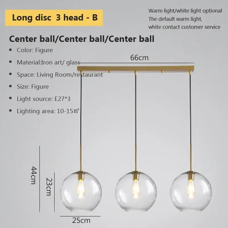 Gold-toned brass industrial loft glass pendant light with three spherical bulbs for dining room decorbites industrial loft