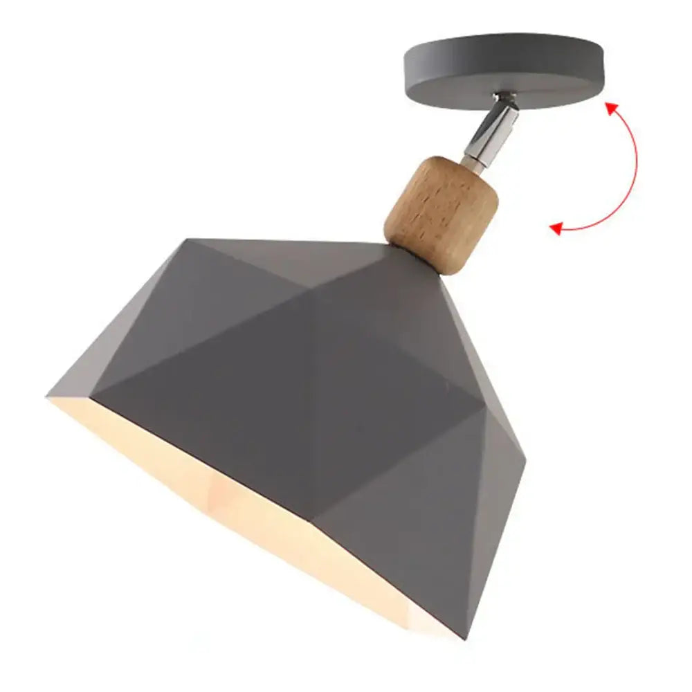Modern geometric gray pendant light with wooden accent and adjustable arm for decorbites industrial loft ceiling decor