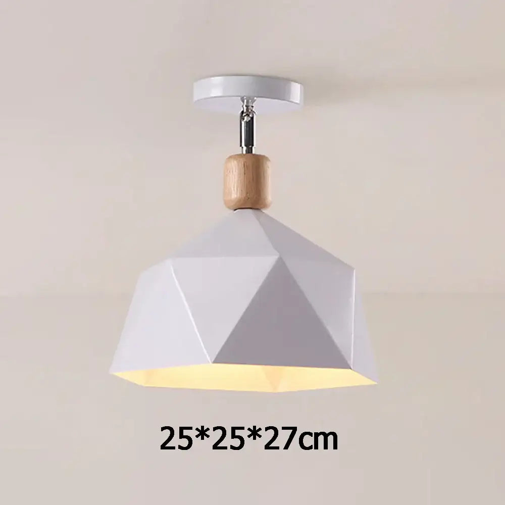 White geometric pendant light with wooden accent and chrome hardware for decorbites industrial loft ceiling decor