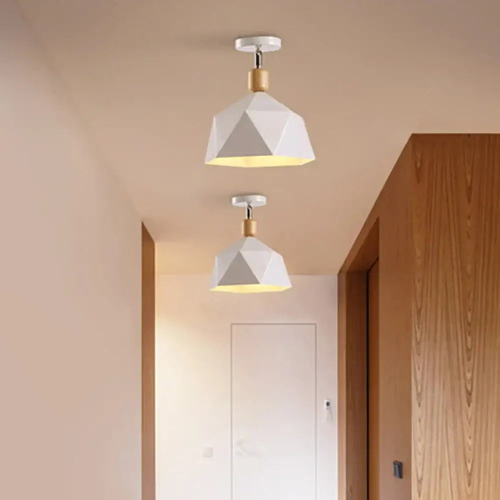 White geometric pendant light with matte finish and brass accents for decorbites industrial loft ceiling decor