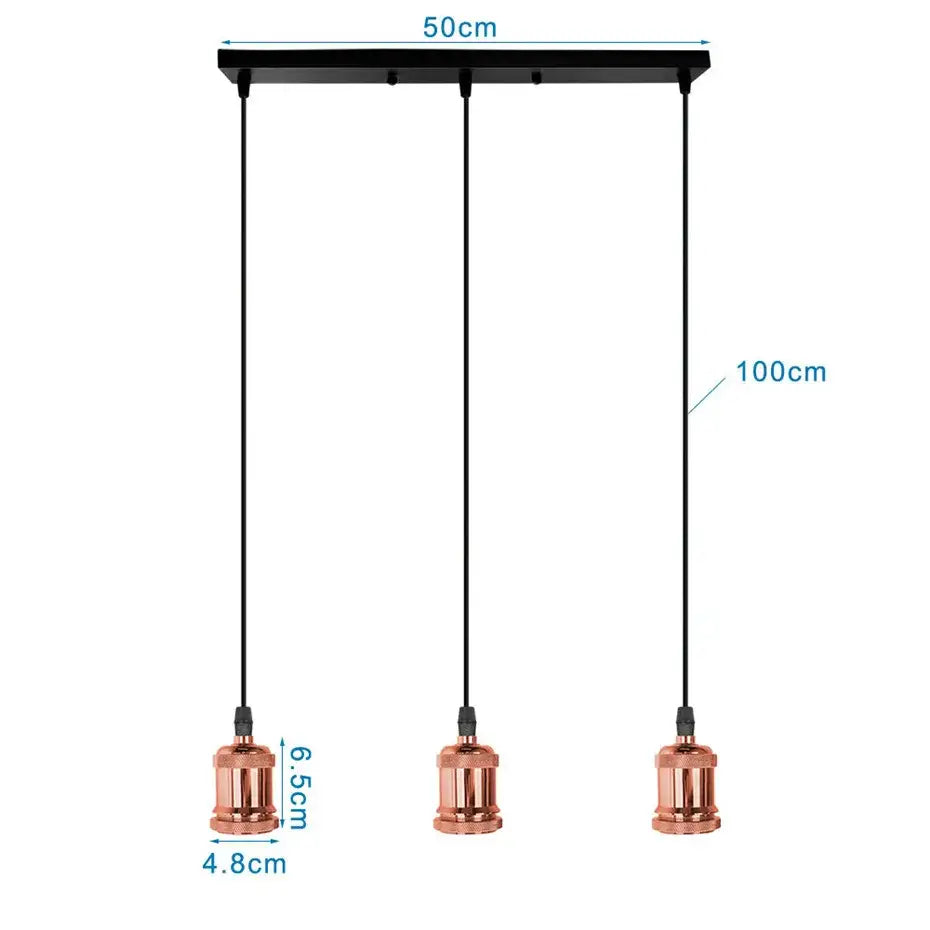 Copper-toned industrial loft led pendant light with three fixtures and black brass ceiling mount for kitchen dining room decorbites industrial loft