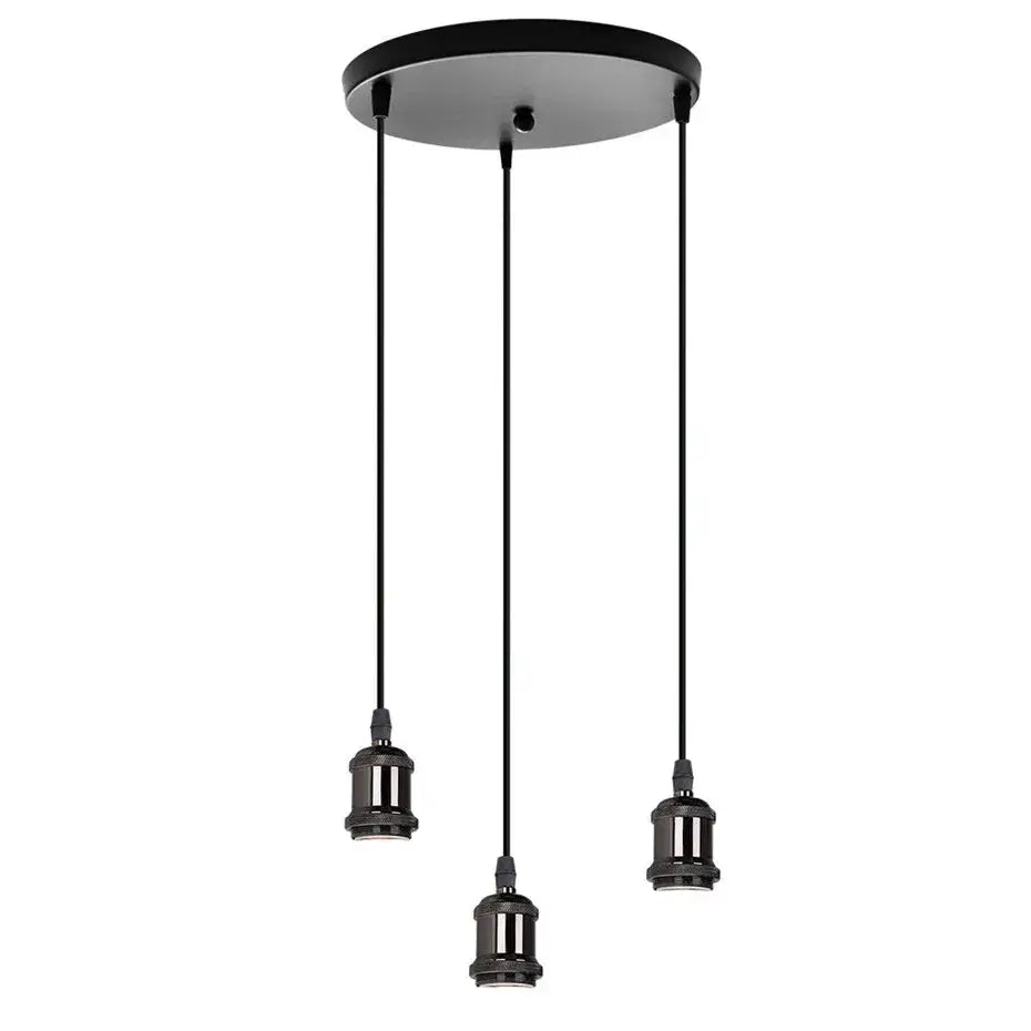 Black industrial loft led pendant light with three bulb sockets and brass accents for kitchen and dining room decorbites industrial loft