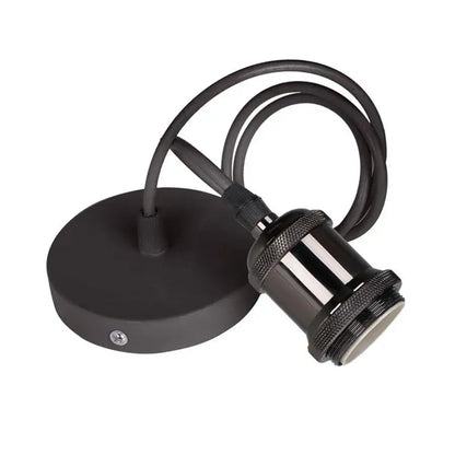 Black matte finish industrial loft led pendant light with circular base and coiled cord for kitchen dining decorbites industrial loft