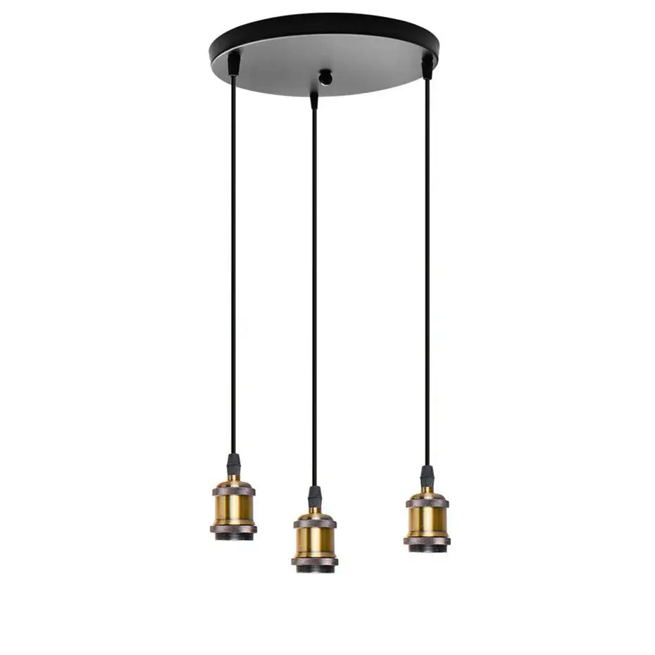 Industrial loft led black and brass pendant light with three bulb holders and black ceiling mount for kitchen decorbites industrial loft