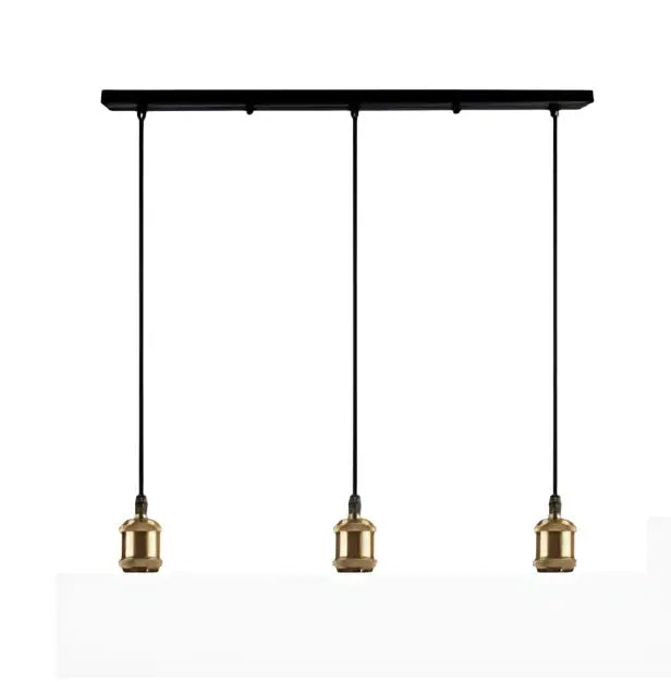 Black industrial loft led pendant light with three brass bulb holders suspended by black cords for kitchen dining room decorbites industrial loft