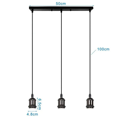 Black industrial loft led pendant light with three bulbs and rectangular ceiling mount for kitchen dining room decorbites