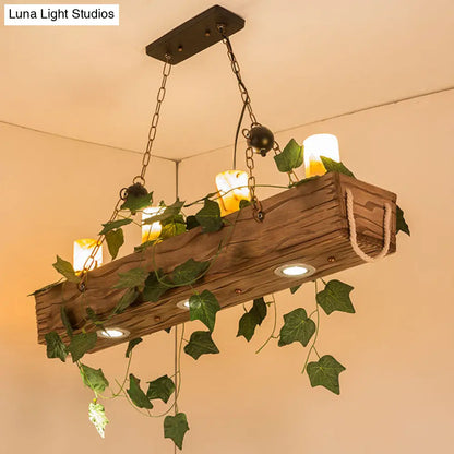 DecorBites™ Industrial Marble Pendant Light with 4 Wood Lights for Dining Room Island