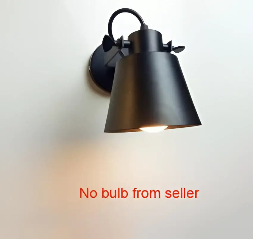 Black matte-finished metal industrial wall light with conical shade and adjustable arm decorbites adjustable edison wall