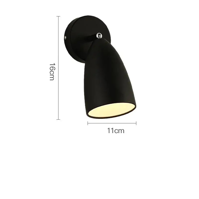 Black matte-finished wall lamp with adjustable swing long arm and conical shade, 16cm height by decorbites adjustable swing