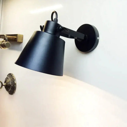 Industrial matte black iron loft edison wall light with conical shade and adjustable arm for bedroom sconce use