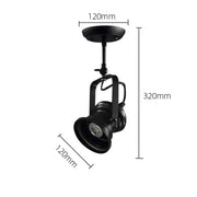Industrial matte black retro dome pendant chandelier with a black industrial-style ceiling spotlight and adjustable arm