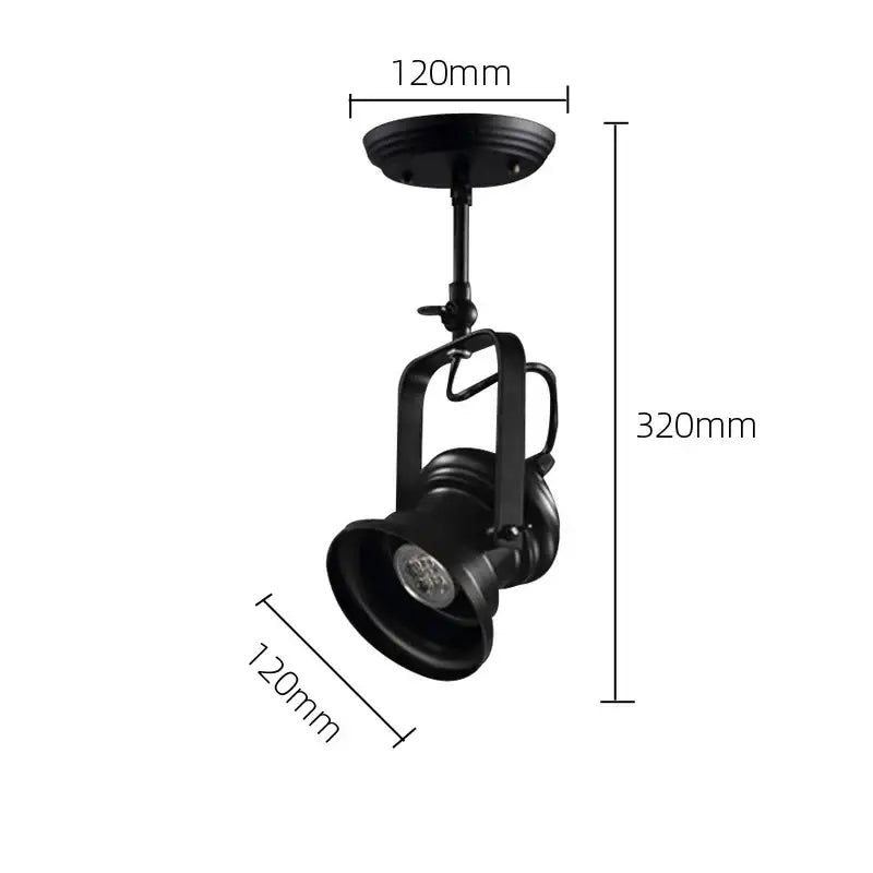 Industrial matte black retro dome pendant chandelier with a black industrial-style ceiling spotlight and adjustable arm