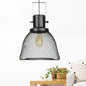 Industrial Mesh Cage Pendant Light - Black Metal Single Lamp for Living Room Hanging, with Shade