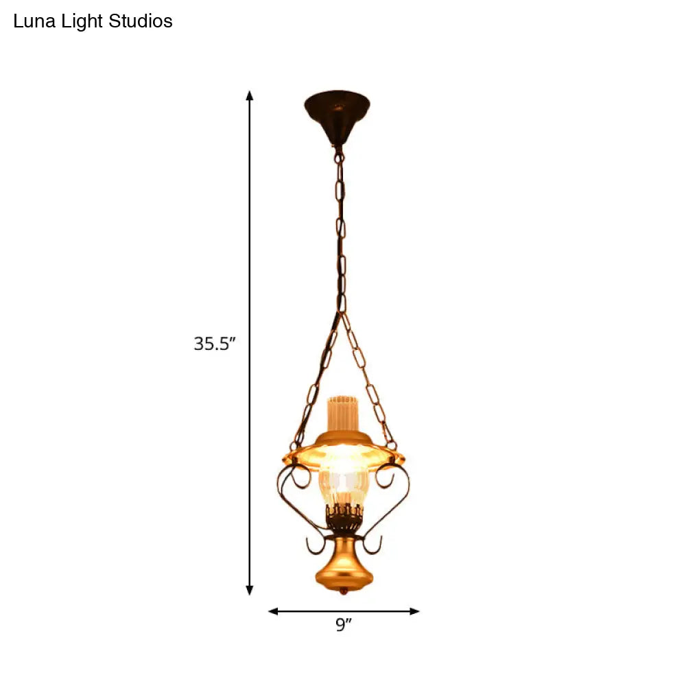 Industrial Metal 1/3-Light Cluster Pendant with Clear Glass for Restaurants