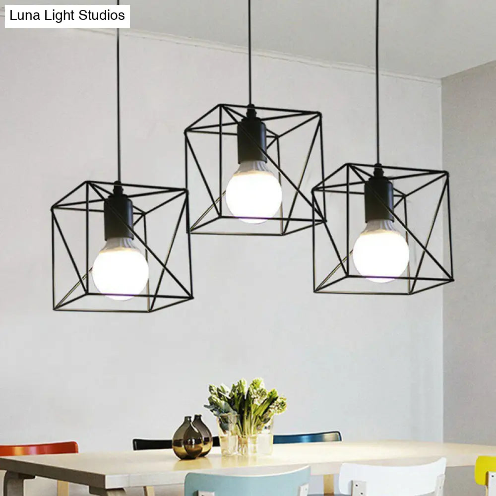 Industrial Metal 1-Light Black Cage Pendant Light - Stylish Bedside Fixture