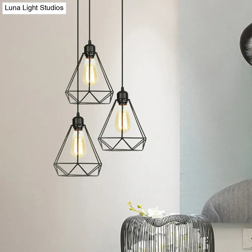 Industrial Metal 1-Light Black Cage Pendant Light - Stylish Bedside Fixture