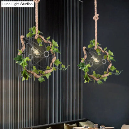 Industrial Metal 1-Light Black LED Hanging Ceiling Light - Global Restaurant Down Lighting