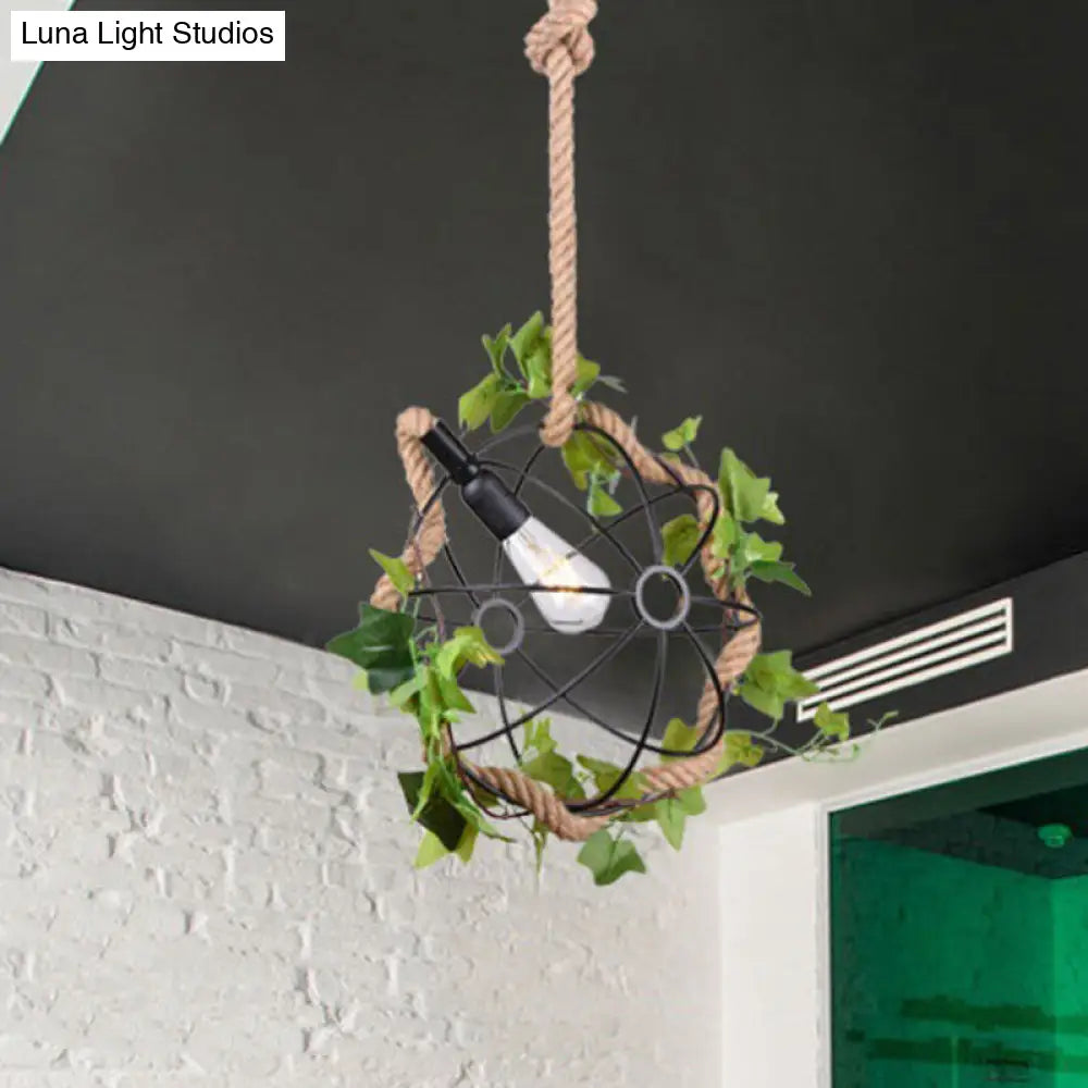 Industrial Metal 1-Light Black LED Hanging Ceiling Light - Global Restaurant Down Lighting