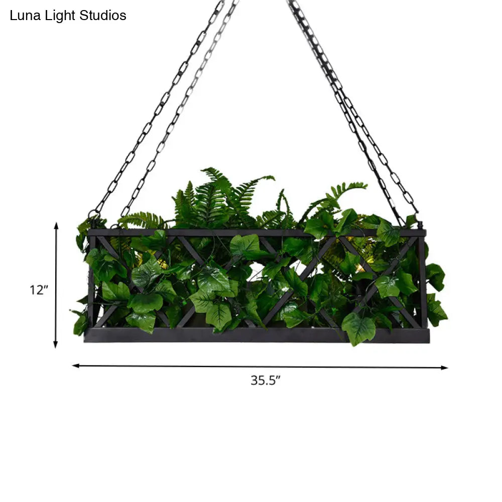 DecorBites™ Industrial Metal 2-Head Black Rectangular Island Lighting Fixture - LED Ceiling Light for Restaurants and Plants