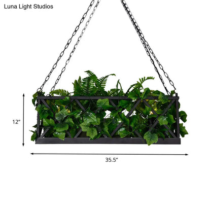 DecorBites™ Industrial Metal 2-Head Black Rectangular Island Lighting Fixture - LED Ceiling Light for Restaurants and Plants