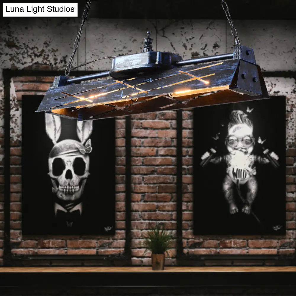 DecorBites™ Industrial Metal 4-Light Suspension Lamp with Hollow-out Design for Dining Room Island