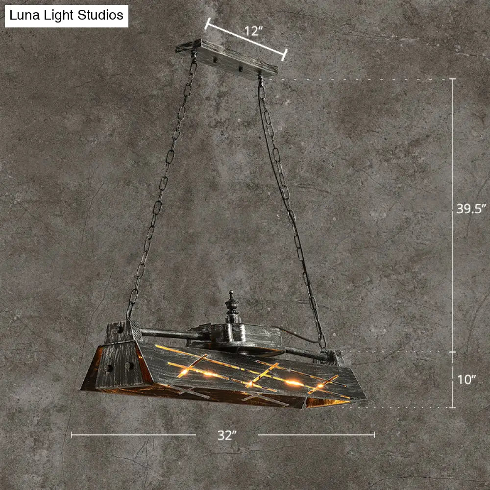 DecorBites™ Industrial Metal 4-Light Suspension Lamp with Hollow-out Design for Dining Room Island