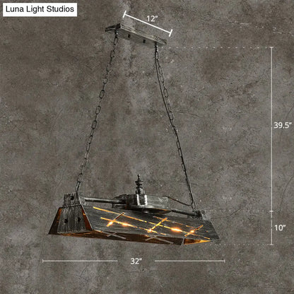 DecorBites™ Industrial Metal 4-Light Suspension Lamp with Hollow-out Design for Dining Room Island
