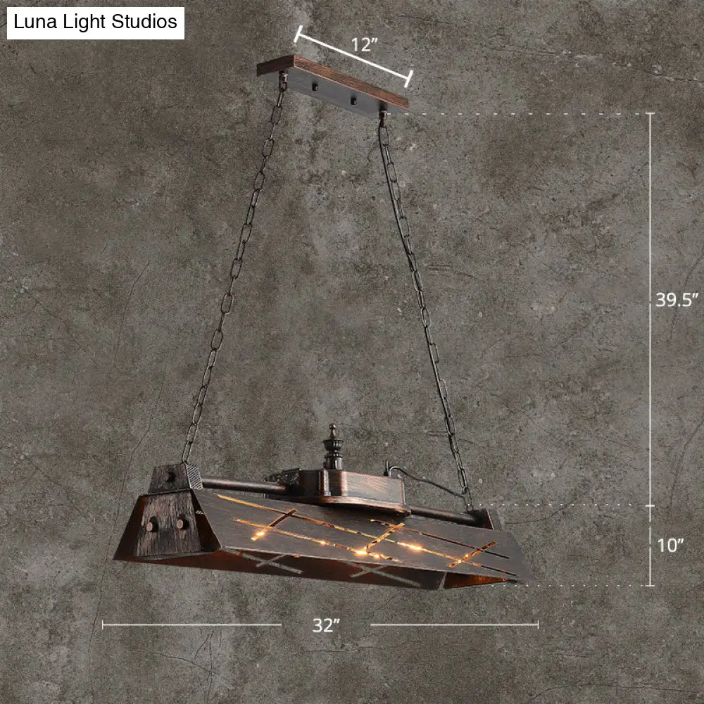 DecorBites™ Industrial Metal 4-Light Suspension Lamp with Hollow-out Design for Dining Room Island