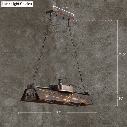 DecorBites™ Industrial Metal 4-Light Suspension Lamp with Hollow-out Design for Dining Room Island