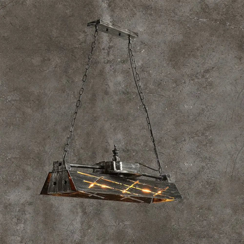 DecorBites™ Industrial Metal 4-Light Suspension Lamp with Hollow-out Design for Dining Room Island