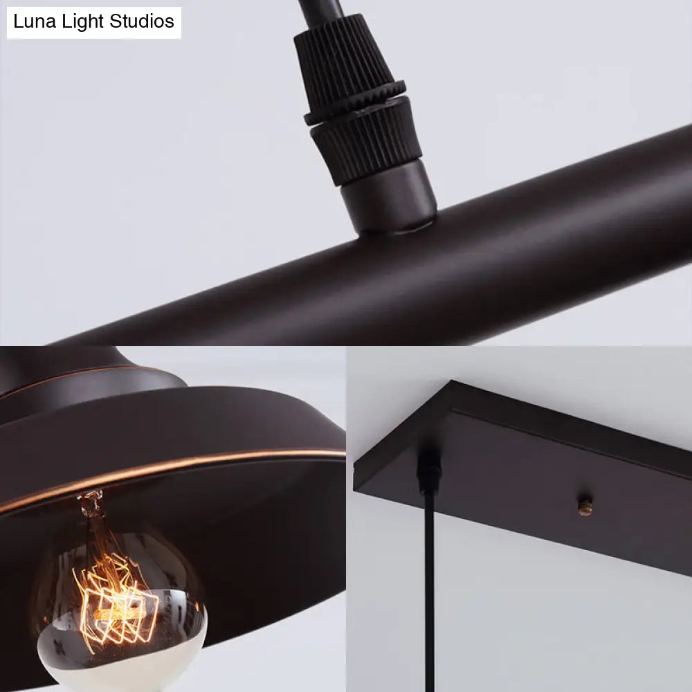 DecorBites™ Industrial Metal Barn Shade Dining Room Chandelier with 3 Black Hanging Light Bulbs