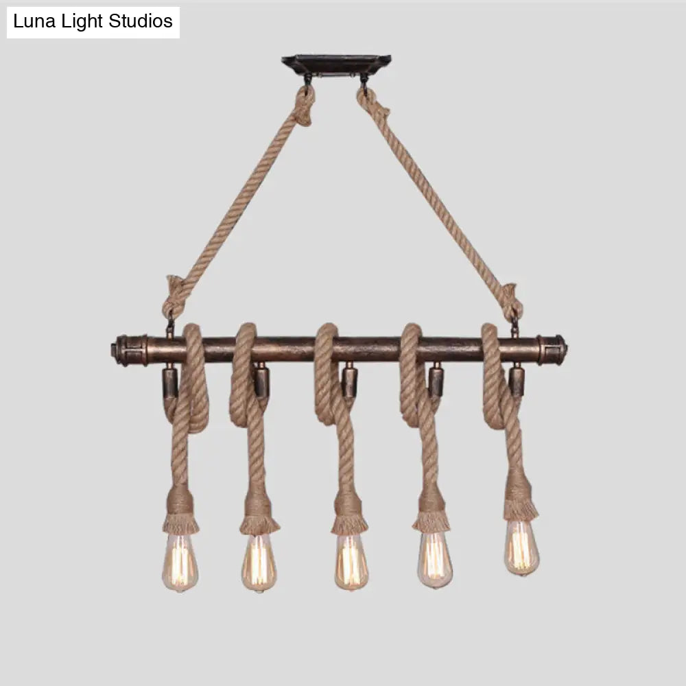 DecorBites™ Industrial Metal Beige Chandelier Lighting Fixture for Linear Restaurant Island