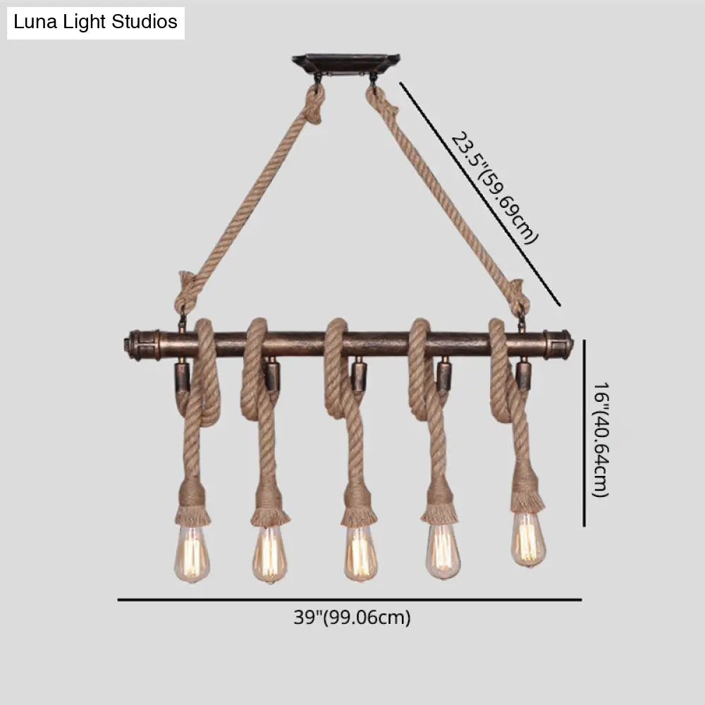 DecorBites™ Industrial Metal Beige Chandelier Lighting Fixture for Linear Restaurant Island