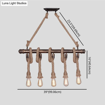 DecorBites™ Industrial Metal Beige Chandelier Lighting Fixture for Linear Restaurant Island