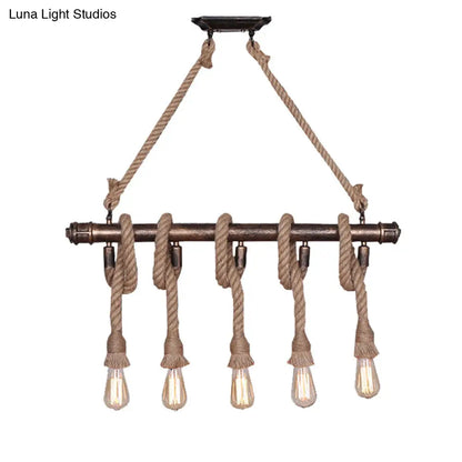DecorBites™ Industrial Metal Beige Chandelier Lighting Fixture for Linear Restaurant Island