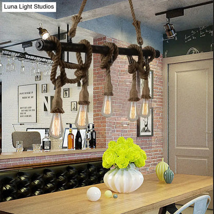 DecorBites™ Industrial Metal Beige Chandelier Lighting Fixture for Linear Restaurant Island