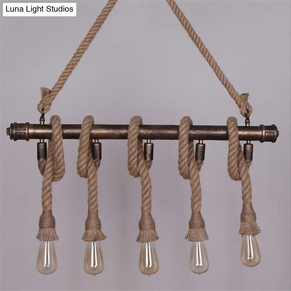 DecorBites™ Industrial Metal Beige Chandelier Lighting Fixture for Linear Restaurant Island