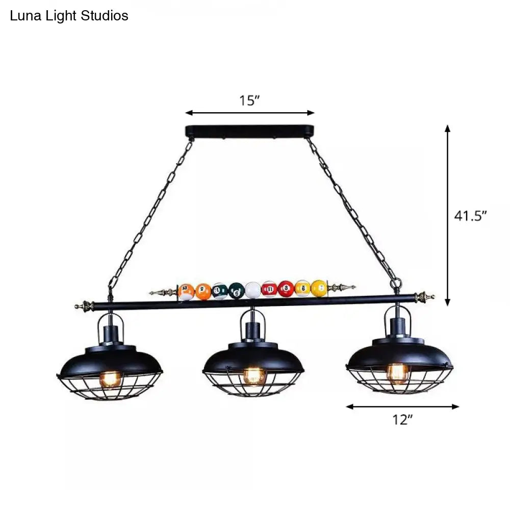 DecorBites™ Industrial Metal Billiards Island Light for Restaurants with Bowl Shade