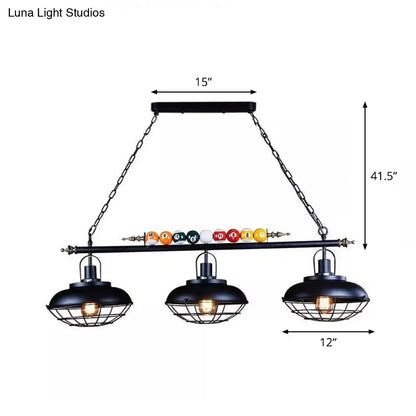 DecorBites™ Industrial Metal Billiards Island Light for Restaurants with Bowl Shade