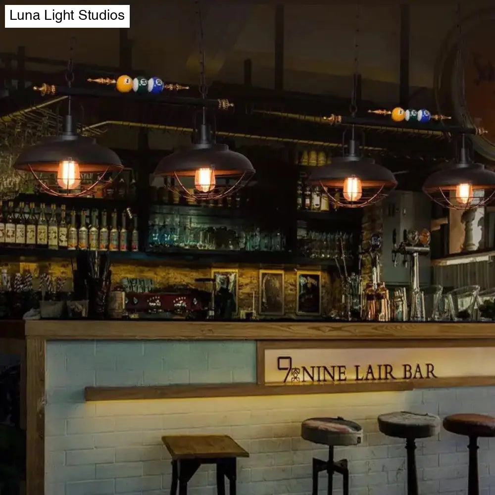 DecorBites™ Industrial Metal Billiards Island Light for Restaurants with Bowl Shade