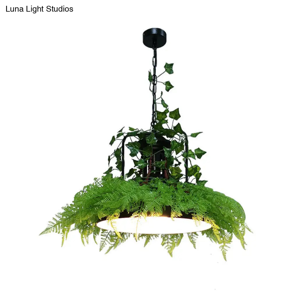 Industrial Metal Black Barn Ceiling Suspension Lamp LED Plant Pendant Light, 14"/18"/21.5" W - Perfect for Restaurants