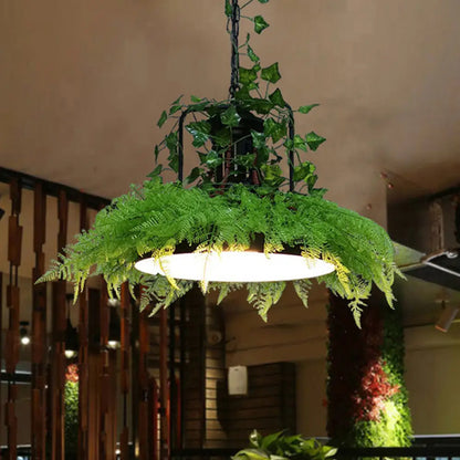 Industrial Metal Black Barn Ceiling Suspension Lamp LED Plant Pendant Light, 14"/18"/21.5" W - Perfect for Restaurants